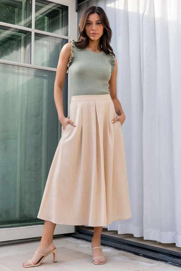 Pleated Midi Skirt